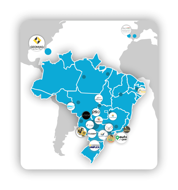 Mapa de clientes da Eco Webdesign ao redor do Mundo